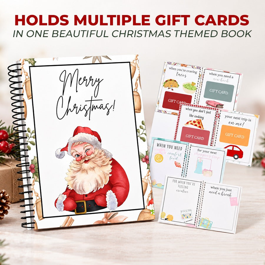 🔥 Last Day 50% OFF 🔥 Christmas Gift Card Book – 12 Gift Card Pages & Personal Message Holder