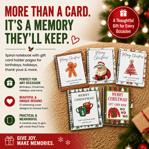 🔥 Last Day 50% OFF 🔥 Christmas Gift Card Book – 12 Gift Card Pages & Personal Message Holder