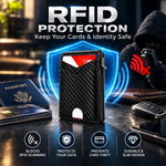 Slim RFID Wallet for Men – Pop-Up Card Holder with Money Clip & Dual ID Windows