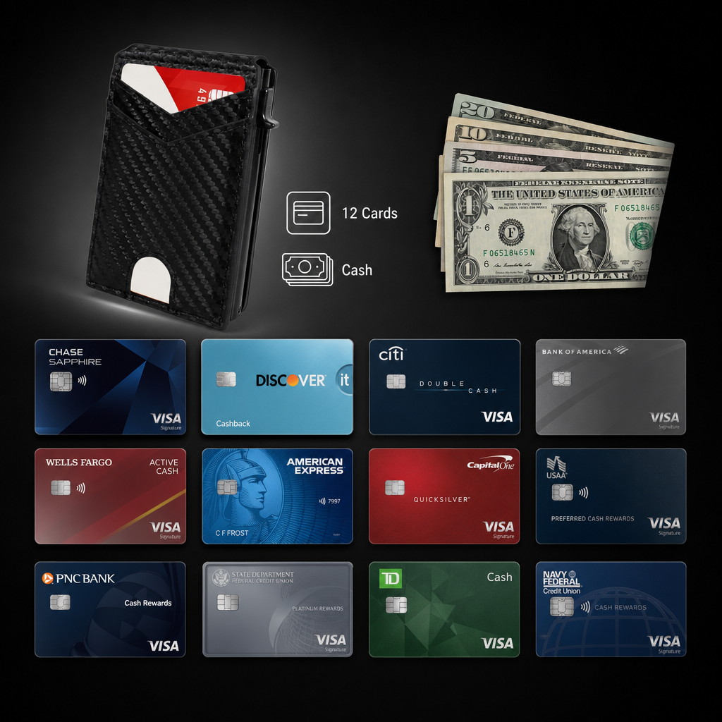 Wallet card and cash storage