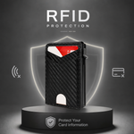 Slim RFID Wallet for Men – Pop-Up Card Holder with Money Clip & Dual ID Windows